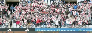 Imagen de la afición del Rayo Vallecano en Anoeta el día de la derrota ante la Real Sociedad