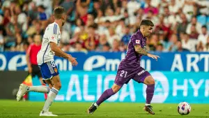 Joni Montiel en su debut con el Real Valladolid en Zaragoza
